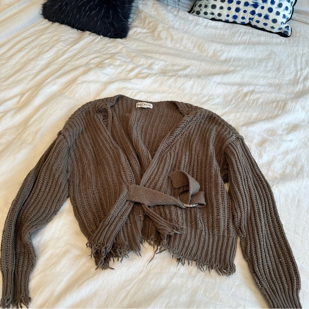 Wildfox Brown Tie Cardigan